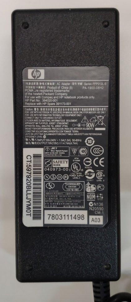 Блок питания PA-1900-08H2 384020-001 19V 4.74A